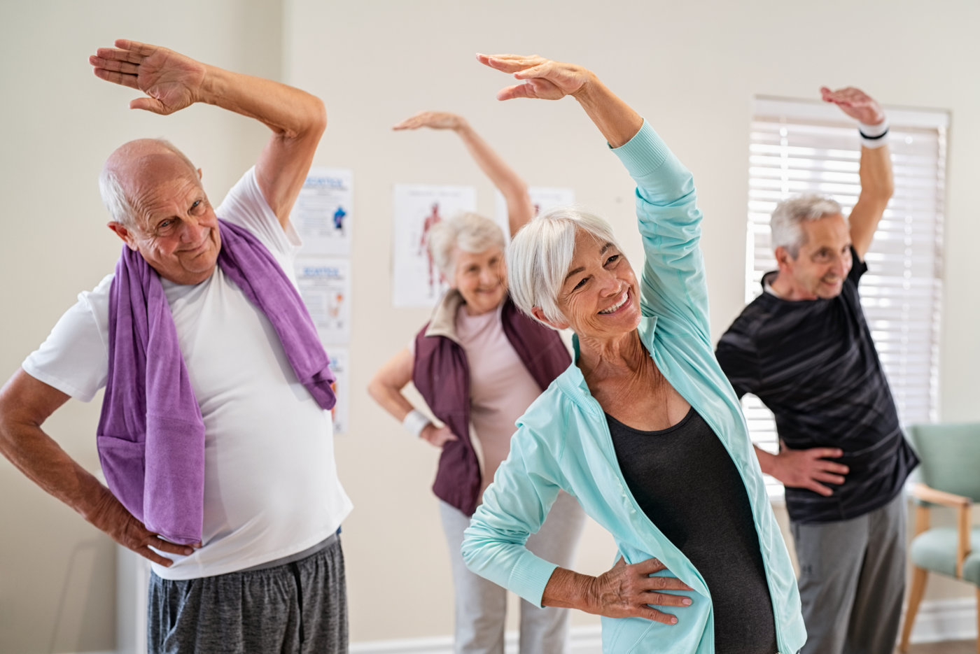 elderly people doing exercise